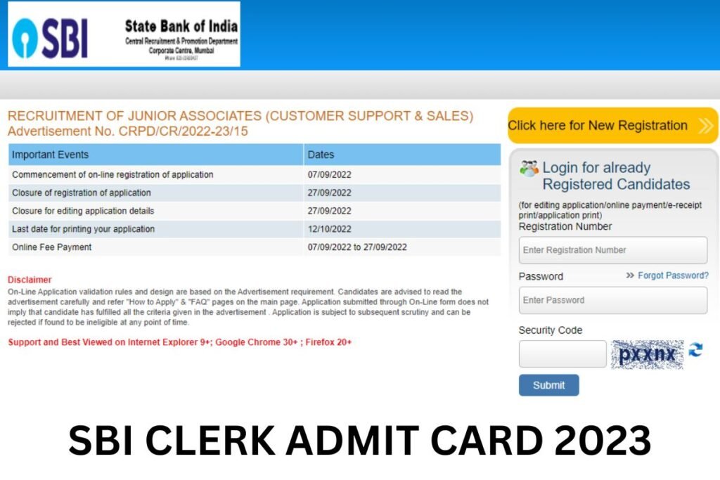 Download SBI Clerk Admit Card 2023 for Prelims Exam 
