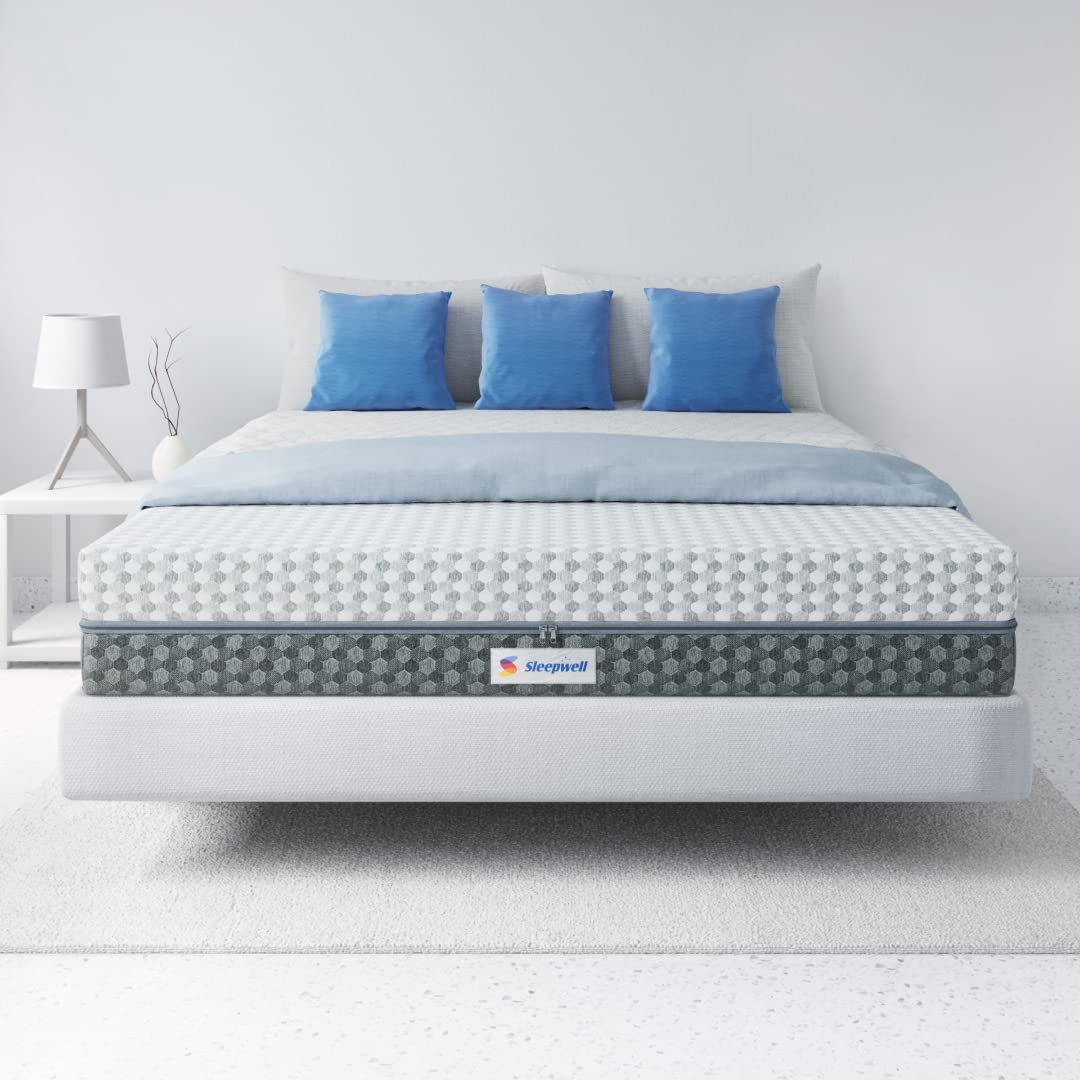 Sleepwell Dual PRO Profiled Foam Reversible 5-inch Double Bed Size, Gentle and Firm, Triple Layered Anti Sag Foam Mattress (Grey, 75x48x5)